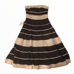 Ann Taylor black cream flared sleeveless dress NWT